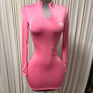 Pink Long Sleeve Bodycon Dress